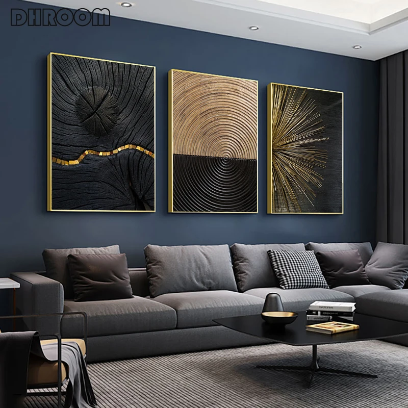 Black Wood Grain Wall Paintings on The Wall Annual Rings Decoration Picture Posters Aesthetic for Living Room Decor Prints