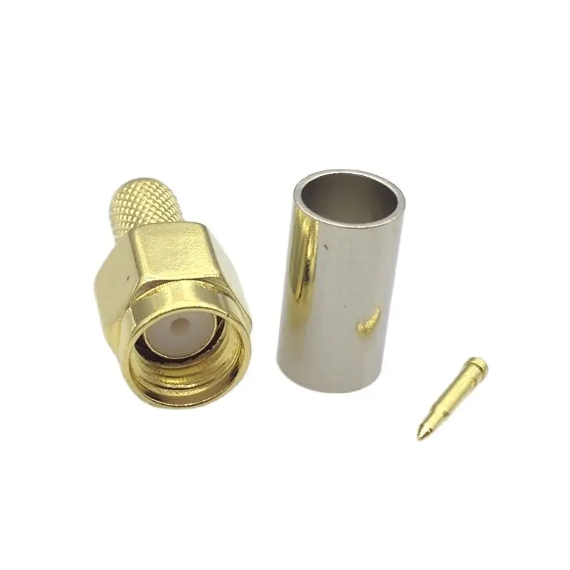 10Pcs SMA Connector Male Plug For RG58 LMR195 RG-400 RG-142 50-3 Coaxial Cable RF SMA Crimp Connector