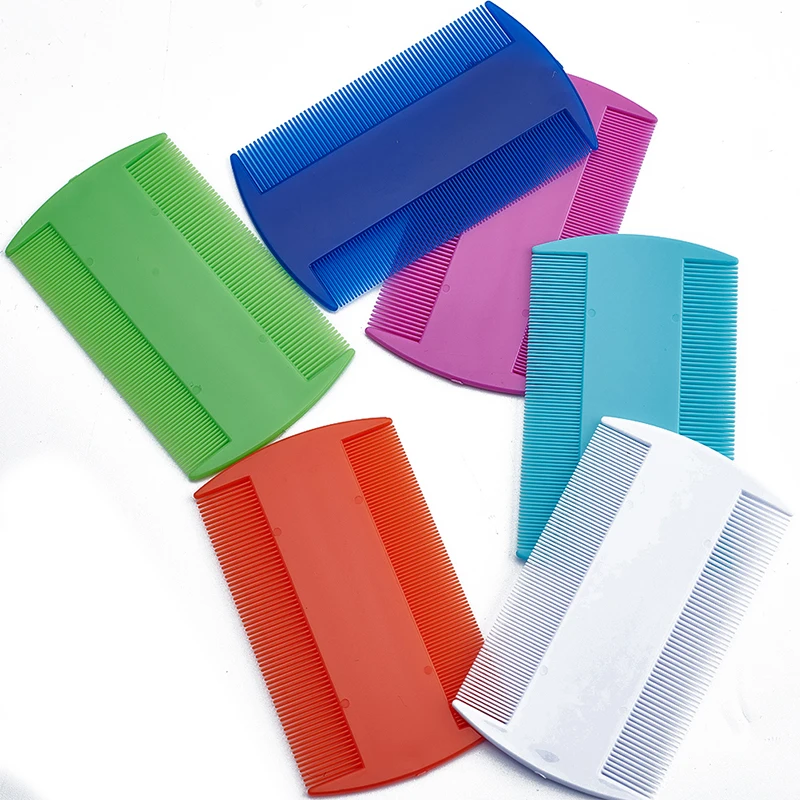 Cabeça de dente dupla face fina de plástico, 4 unidades, piolhos, cabelo, gato, cachorro, limpeza suprimentos