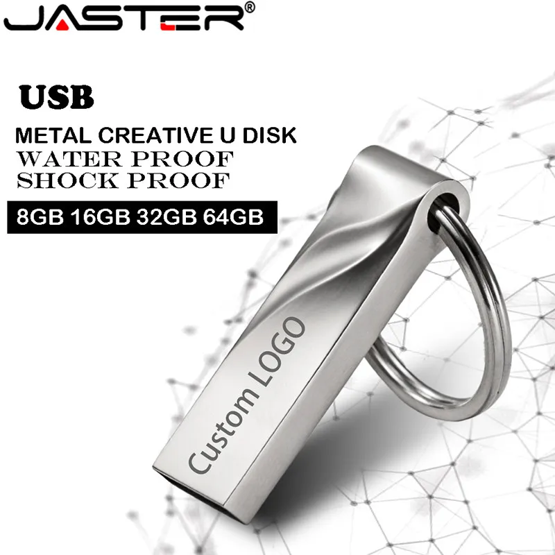 

JASTER USB Flash Drives 16gb mini usb flash metalen pen sleutel schijf logo pendrive stick flash geheugenkaart 128GB 64GB 4GB