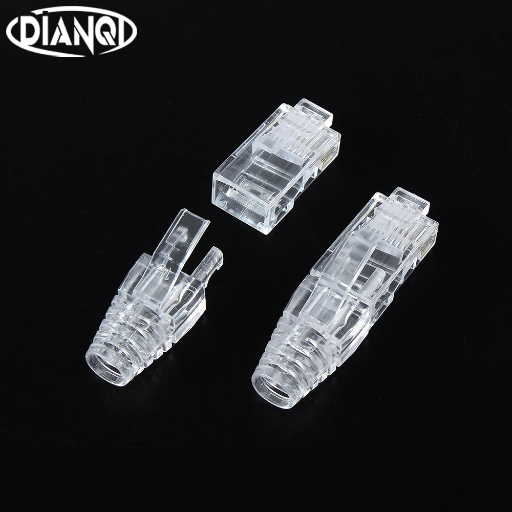 50/100pcs Cat6 RJ45 Connector UTP Cable Ethernet Jack 8P8C Network CAT 6 Modular Plugs With RJ45 Caps