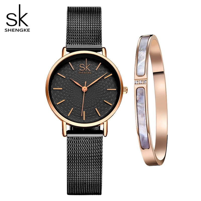 Frauen Uhren Set Armband Japanischen Quarz Bewegung Uhren Für Frauen Rosegold Elegante Geschenk Edelstahl Mesh Damen Uhr