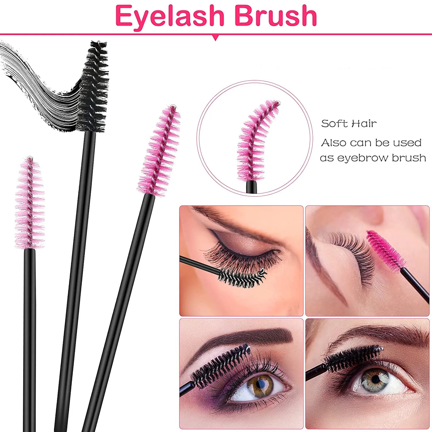 Eye Shadow Applicator Eyelash Lint Free Lipstick Wand Mascara Pastel Pink Make Up Lip Brush Eyelash Eyeliner Brush Applicator