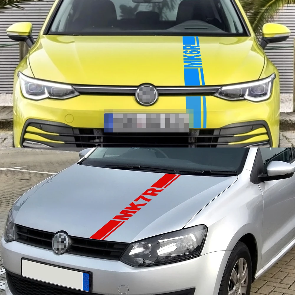 Car Styling Hood Decor Stickers Sport Stripes Decals For Volkswagen VW Golf POLO MK6R MK7R MK4R MK5R MK8R Car Tuning Accessories