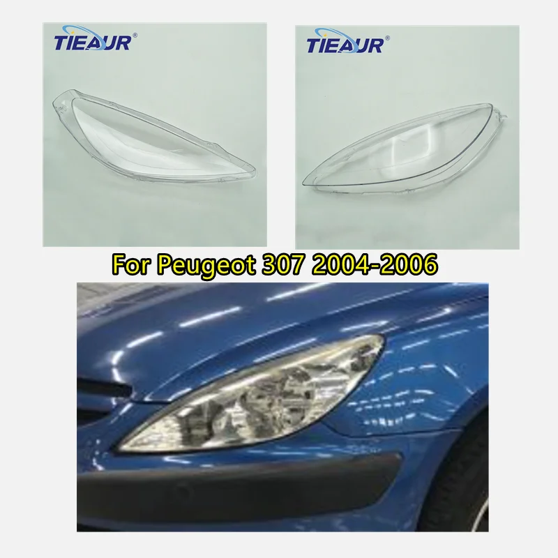 Przednie lewe i prawe reflektory osłona obiektywu dla Peugeot 307 2004 2005 2006 abażury lampa Shell części zamienne akcesoria samochodowe