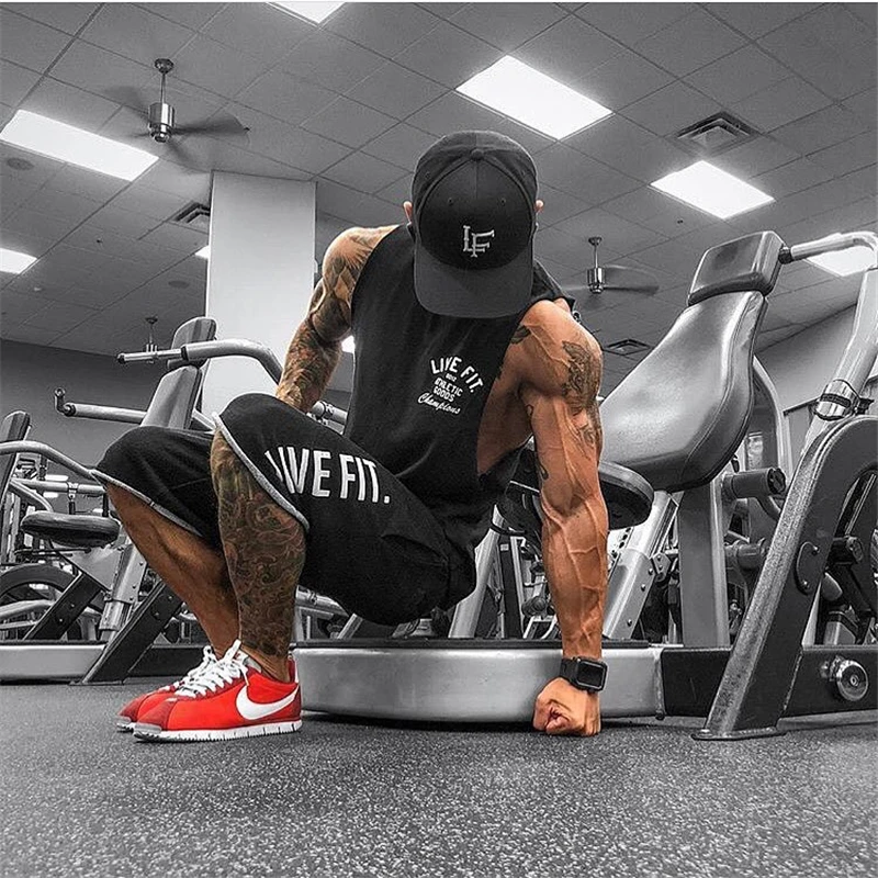 Men Bodybuilding Tank Tops Gym Workout Fitness Cotton Sleeveless shirt Running Clothes Stringer Singlet Male Summer Casual Vest