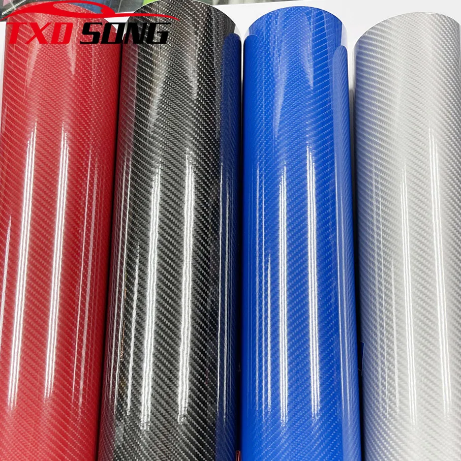 

50CM X 200/300/400/500cm Super glossy 5D Silver Red carbon fiber vinyl film carbon fiber car wrap sheet film DIY car sticker