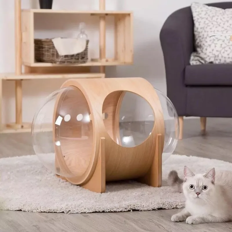 Space Capsule Cat Nest Transparent Capsules Cathouse Doghouse Four Seasons Universal Closed Cat Tunnel Bedside Table Cat Nest