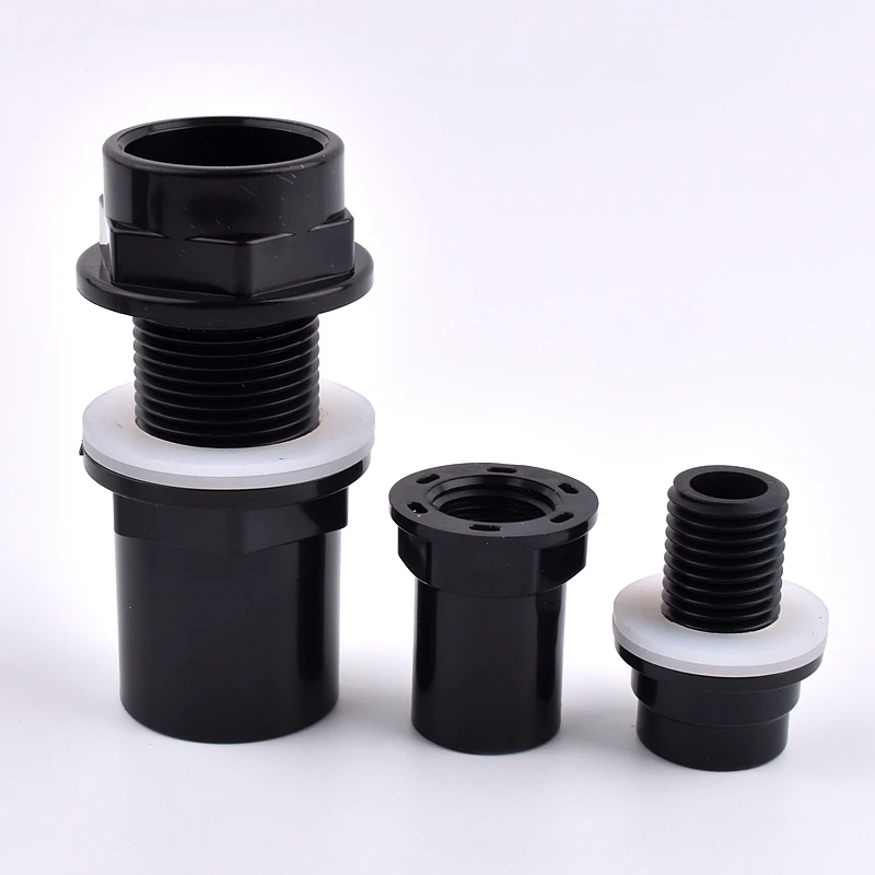 I.D 20~50mm Black PVC Pipe Aquarium Thicken Fish Tank Connector Water Tank Inlet Outlet Joint Drain UPVC Pipe Adapter Fittings