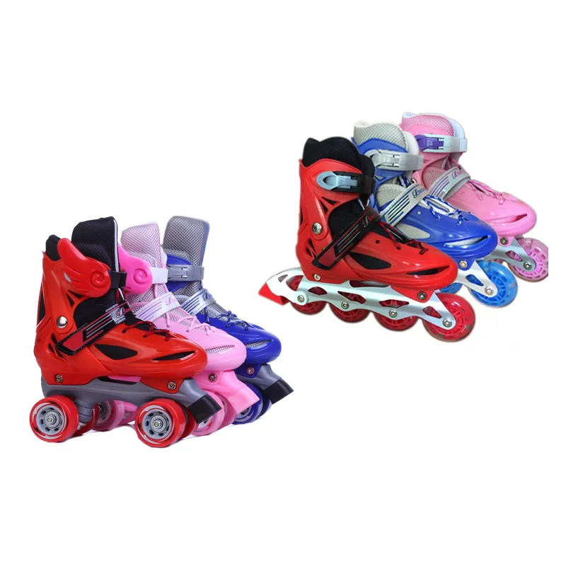 2で1-8個でローラースケート調節可能なスケート靴インラインホイール変換複列スケート代替品子供スケート靴