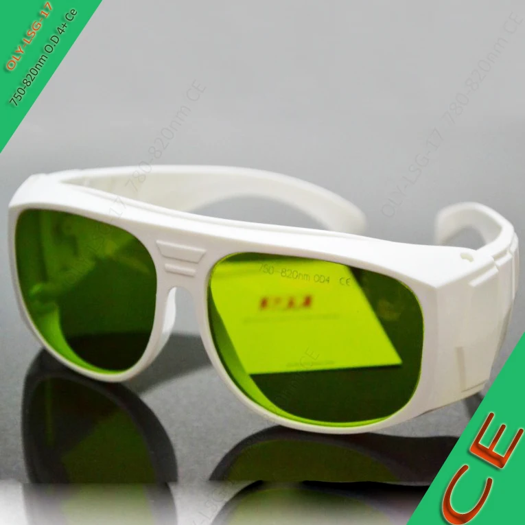 

Laser Safety Glasses 750-820nm O.D 4 CE for 755nm, 780nm, 808-810nm Lasers, White Frame