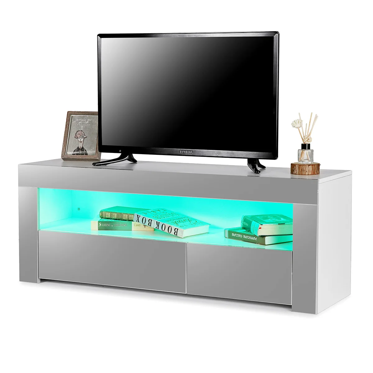 Soportes de TV modernos de 47 pulgadas, Unidad de Soporte con cajones LED, armario de pie para televisión, sala de estar, mueble de almacenamiento para Monitor de TV