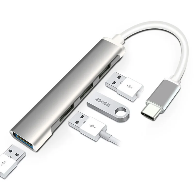 Mini hub usb c 3.0, adaptador tipo c 3.1 multiuso para macbook pro 15, ipad pro, huawei, matebook, laptop