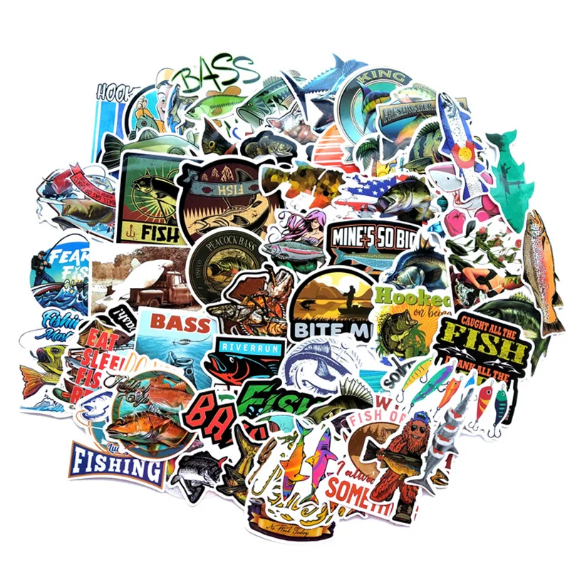 65PCS Funny Fisherman Go Fishing stickers For laptop suitcase Freezer Vinyl Car-styling DIY decoration Decals Car Sticker