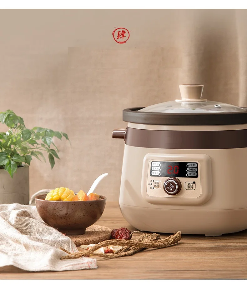 220V 3L Electric Stewing Pot Household Automatic Ceramic Slow Stewer Multi Cooker Soup Dessert Stewing Cooker