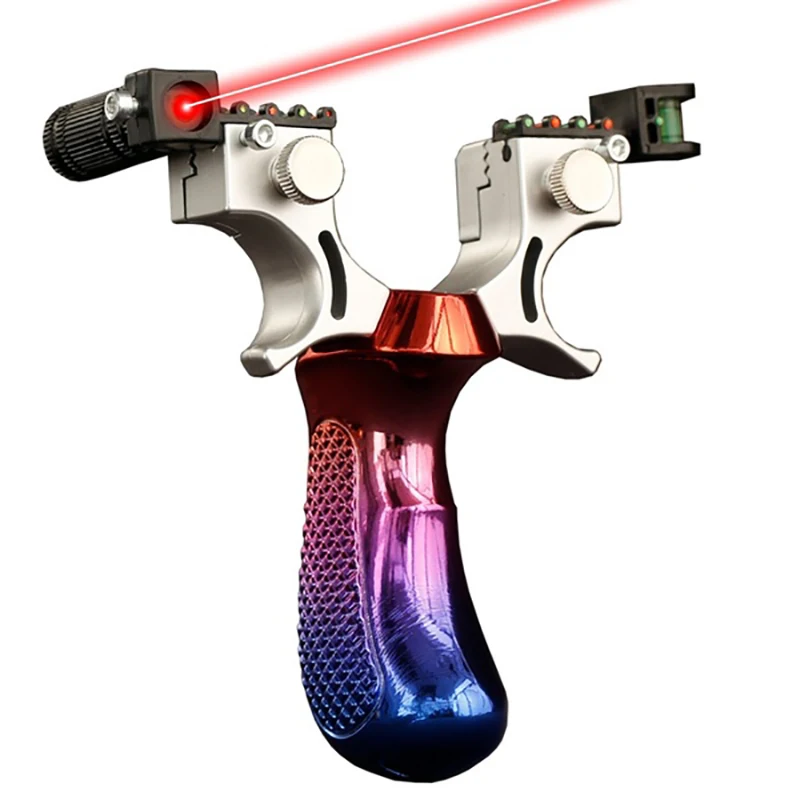 

High Precision Hunting Catapult Laser Aiming Slingshot with Flat Rubber Band Outdoor Competition Sling Shot