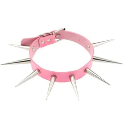2020 Long Spike Choker Necklaces Punk Collar Women Men Rivets PU Leather Studded Chocker Necklace Goth Jewelry Metal Gothic Gift