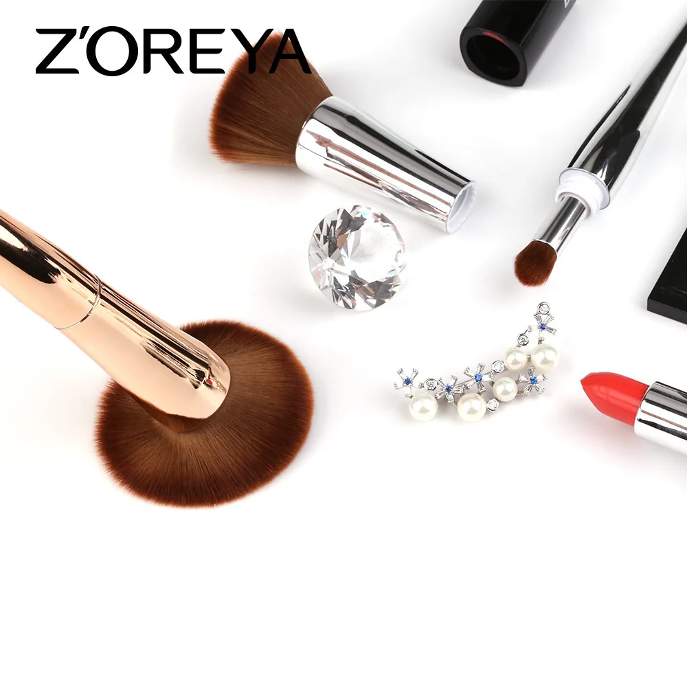 Zoreya New Style Multi-functional Makeup Brush-in-Nylon Wool Electroplated Plastic Handle Powder Brush Eyeshadow Brush