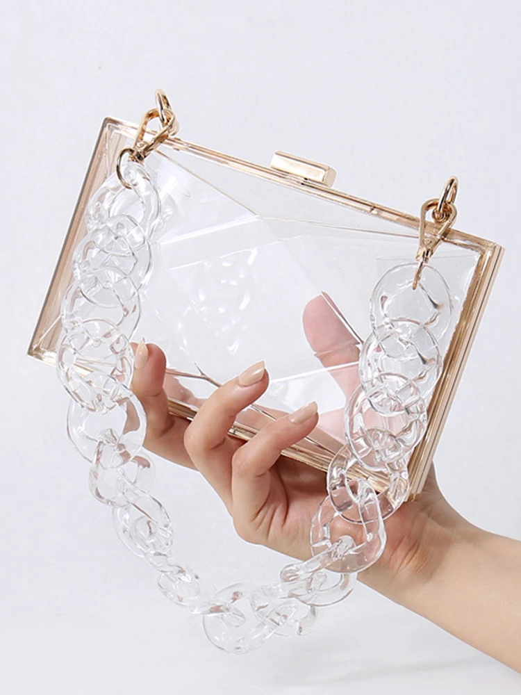 Żółta akrylowa przezroczysta torebka typu jelly, kopertówka, wieczorowa torebka damska, luksusowa designerska przezroczysta mała torebka, portfel, torebka crossbody. — zdjęcie 2