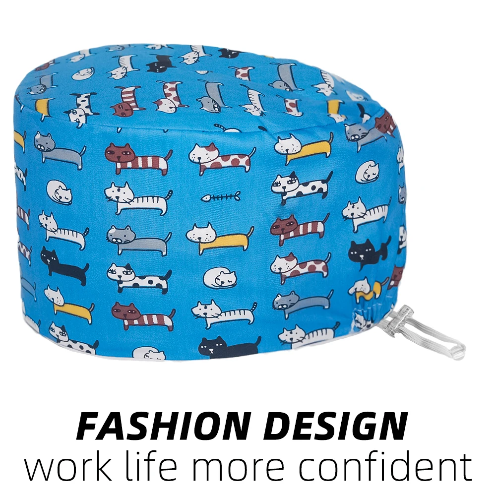 امرأة رجل طويل الشعر مطاطا فرك قبعة القطن قبعة طبية الأسنان الدماغ جراحة العظام التخدير غرفة العمليات قبعة جراحية طبية