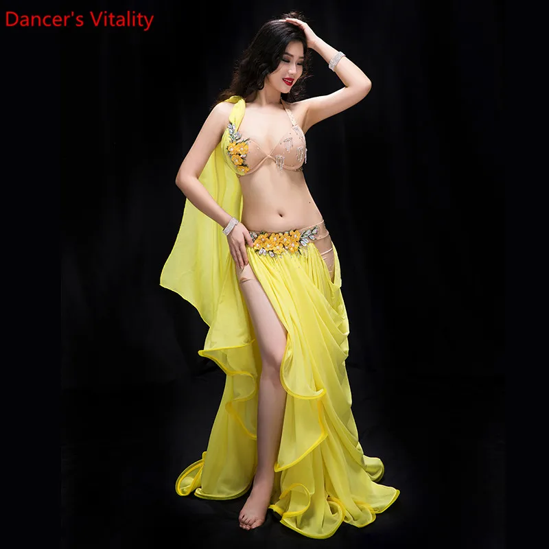 New Performance Dancewear Clothes Bellydance set B/C Cup Chiffon Long Skirt Women Professional Belly Dance Costume Set