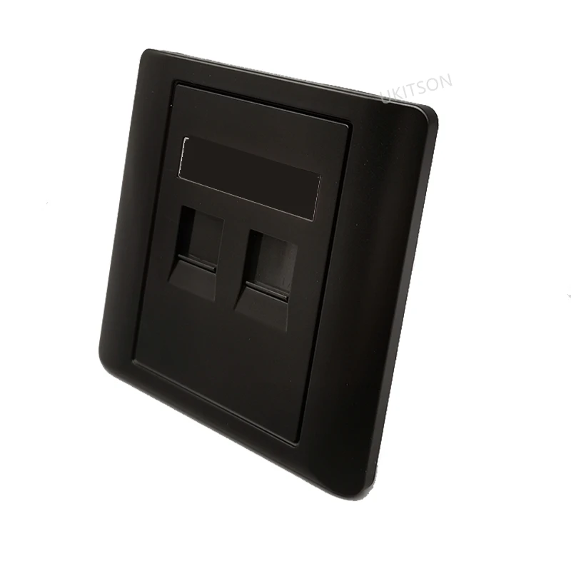 Black Color Empty Wall Frame Faceplate Insert For 1 Gang 2 Ports 4 Keystone Jack Module Face Panel Outlet In Dark Paint