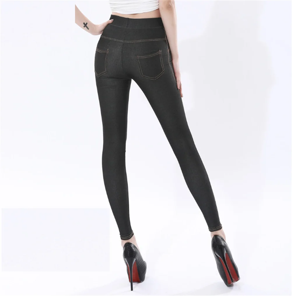 المرأة وهمية يغطي الرجل الجينز سروال رصاص جيد بسط عالية الخصر الجينز طماق ouc090