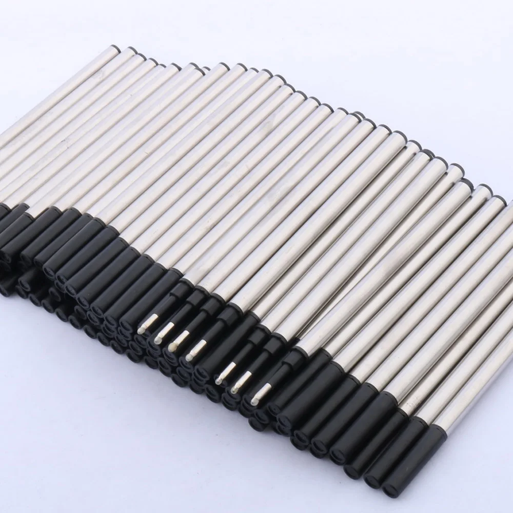 

100Pc wholesale Quality Black stainless steel standard rollerball Pen ink Refills