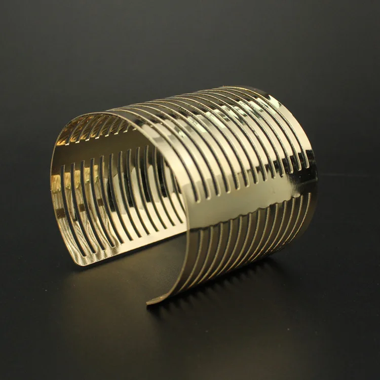 Wide Cuff Geometric Gold Color Bracelet Bangles For Women Men New Alloy Open Big Female Bangle Fashion Jewelry