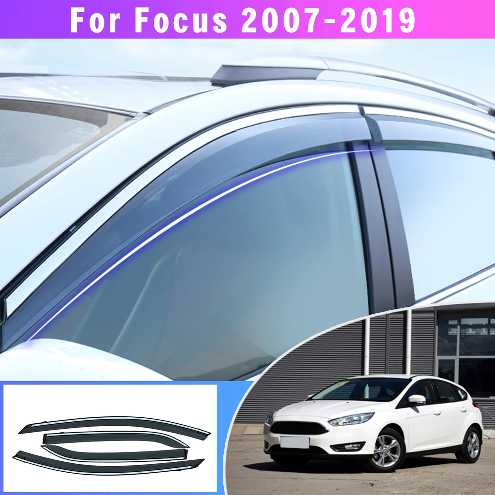 

ABS Car Smoke Window For Ford Focus Hatchback/Sedan 2007-2019 Sun Rain exterior visor Deflector Guard Car Sunny visor Accessorie