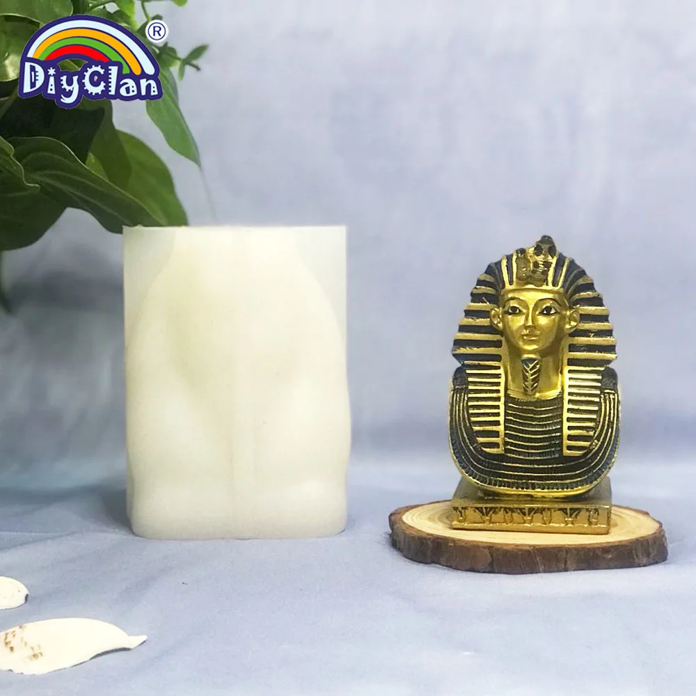 3D Egyptian Pharaoh Silicone Mold DIY Handmade Candle Aromatherapy Plaster Clays Mould Sugar Crafts Baking Decoration Tools