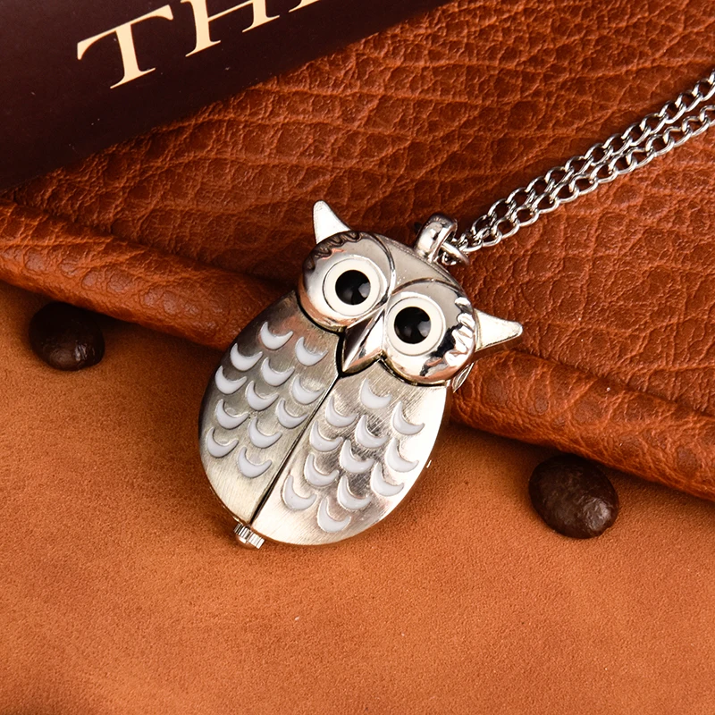 American style cute cartoon owl pocket watch small quartz necklace pocket watch Key chain Pocket watch multi-color optional