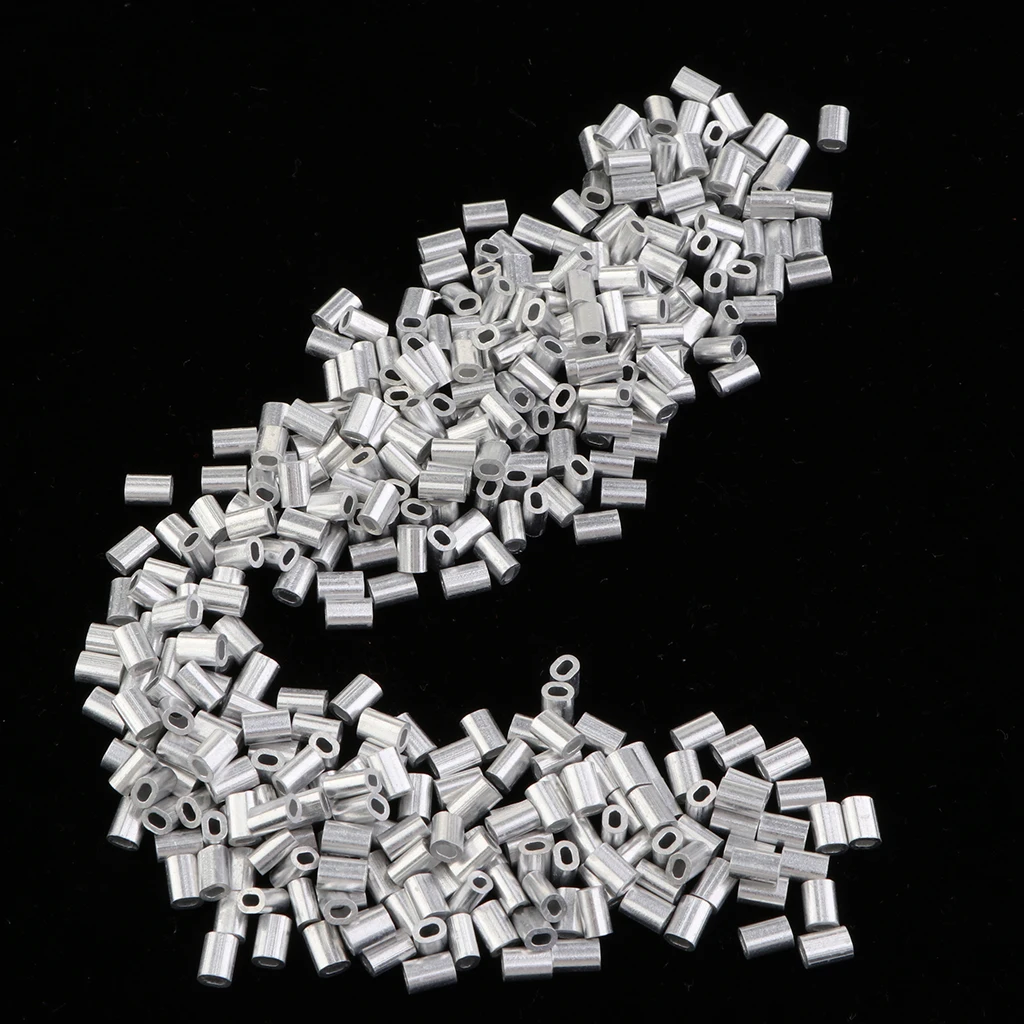 1000Pcs Fishing Double Barrel Aluminium Crimp Sleeves Tube DIY Accessories