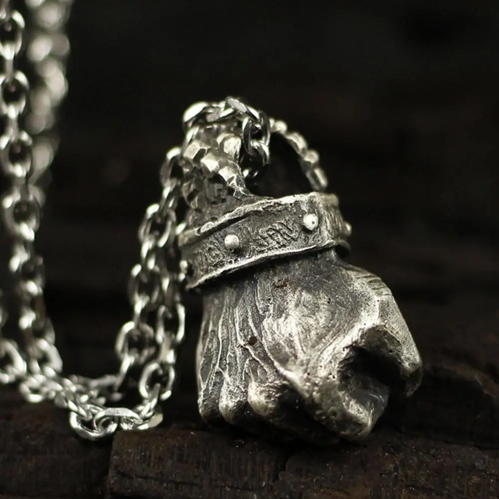 Power Fist Pendant Necklace Vintage Alloy Gothic Fist Pendant Necklace Destiny Breaking Wall Fist Clenched Fist Hammer Jewelry