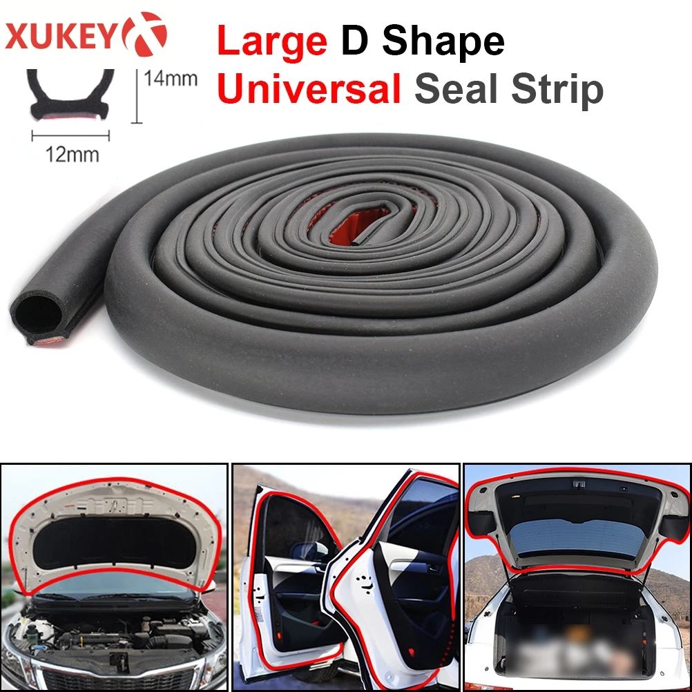 Car Rubber Door Seal Strip Big D Type Sealing Weatherstrip Universal Noise Insulation EPDM Waterproof For Honda Kia VW Opel Ford