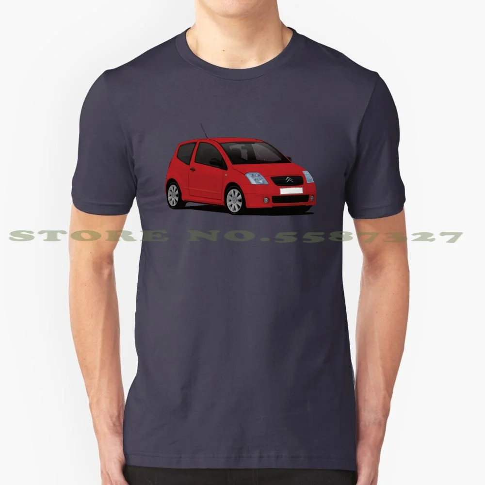 C2 Vtr-Red 100% Cotton T-Shirt C2 Citro ? N Supermini French Car Hot Hatch France Vts Vtr Automobile Illustration 2000S