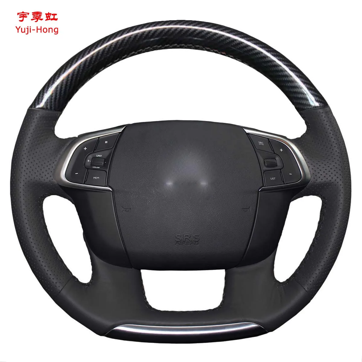 

Yuji-Hong Artificial Leather Car Steering Wheel Covers Case for Citroen C4 C4L 2011-2015 DS4 Hand-stitched Cover Black