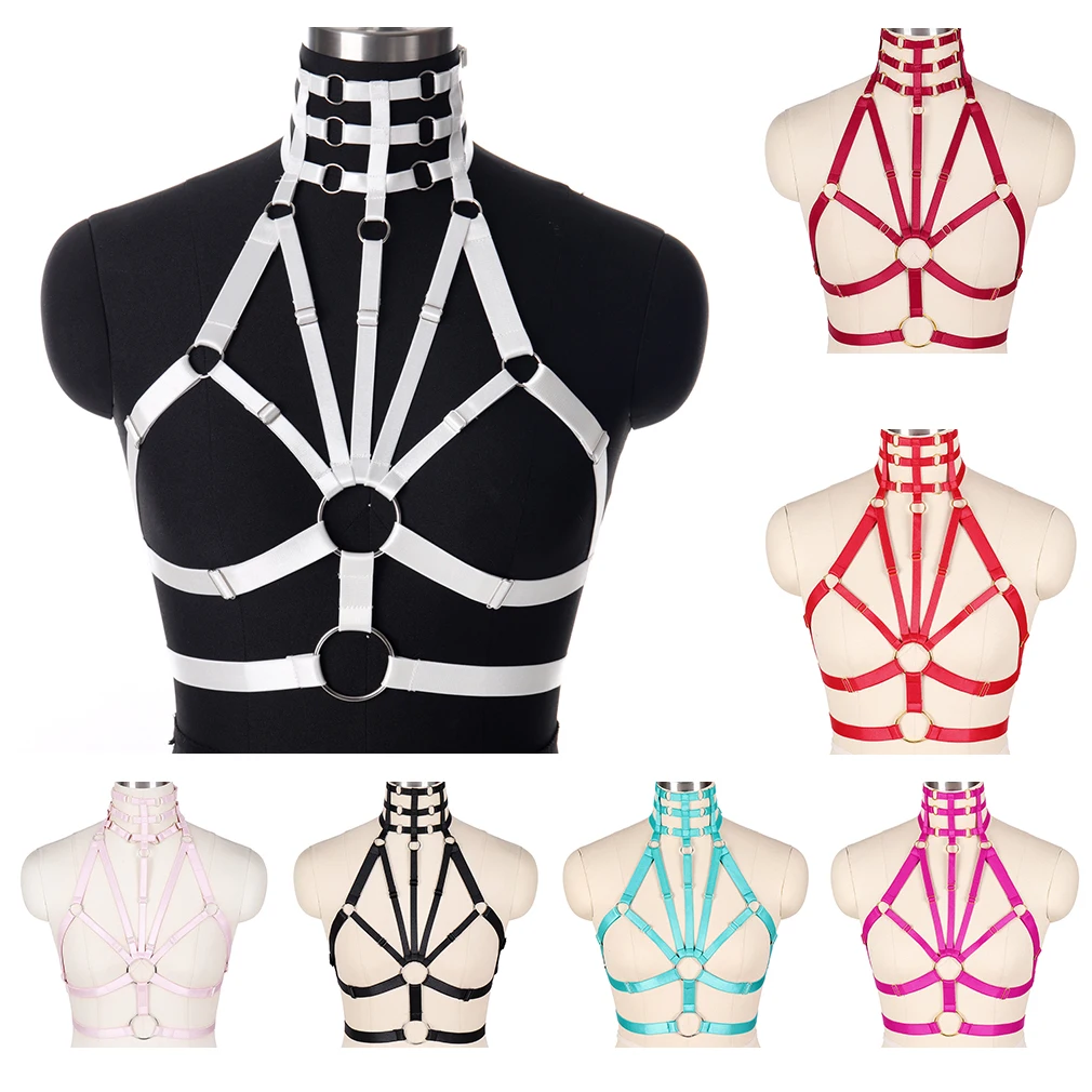 

Sexy Elastic Polyester Multi-Color Bondage Harness Bra Exotic Hot Stripper Outfit Lingerie