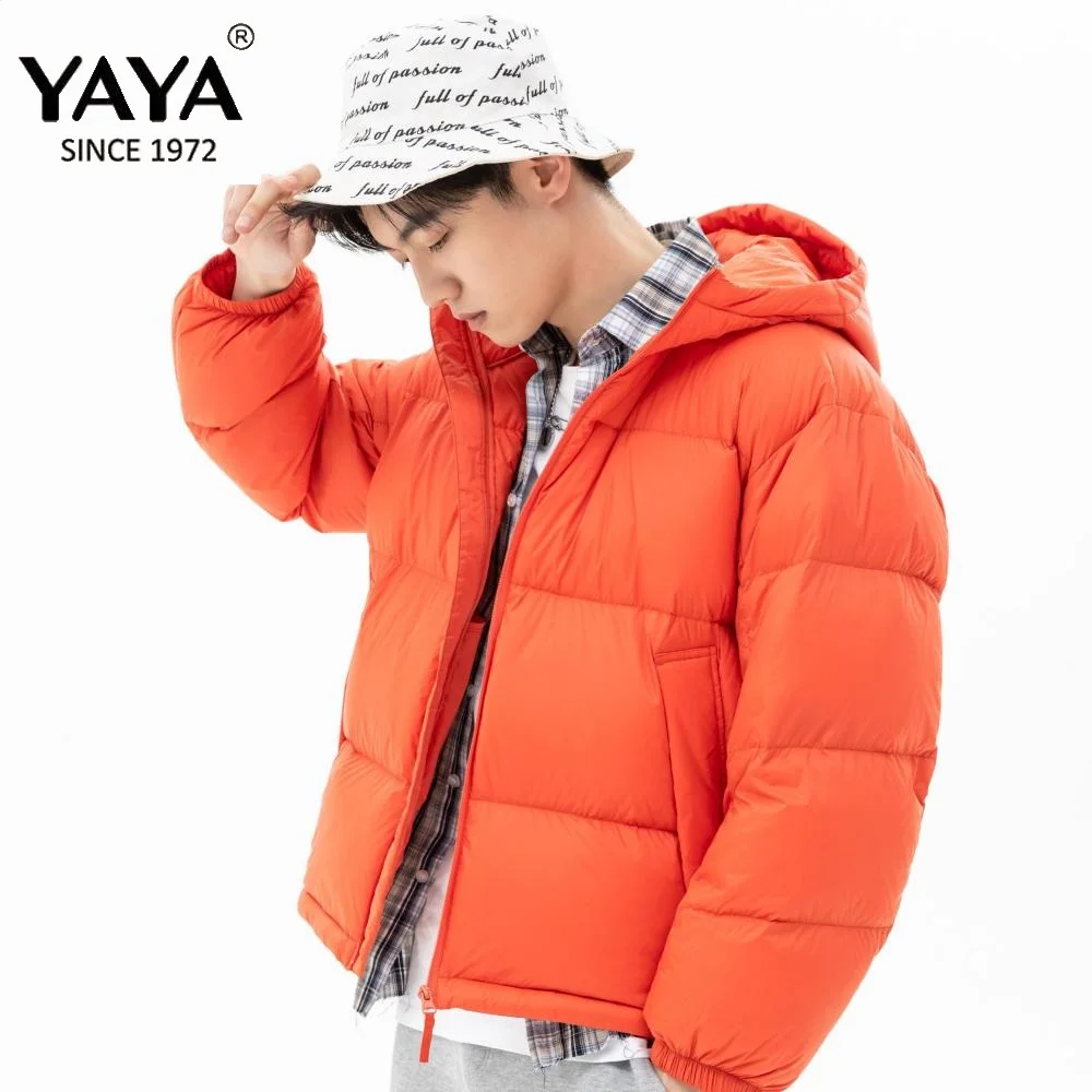 YAYA 2021 Winter Men\'s  90% White Duck Down Jacket Hooded Couples Style Thick Puffy Coat Windbreak Business Casual Warm Outwear