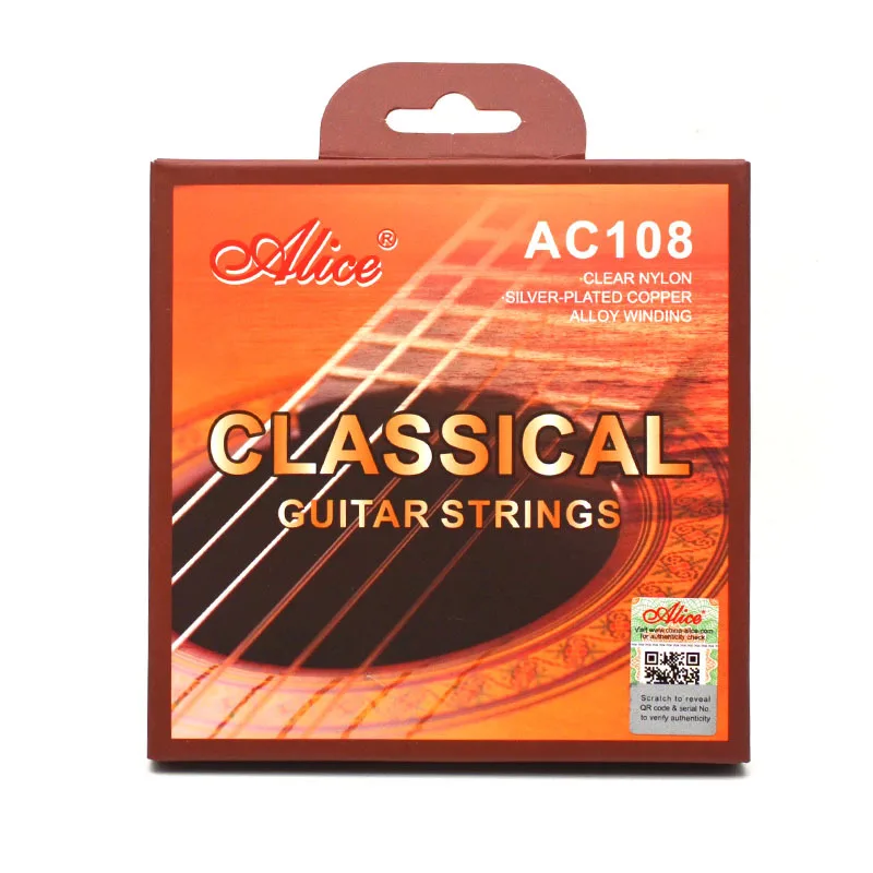 Alice AC108-N-cuerdas de guitarra clásica de nailon, instrumento Musical de cobre Chapado en plata, piezas de accesorios