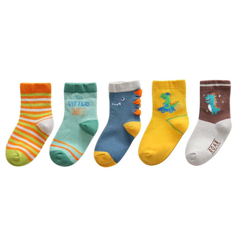 5Pairs/lot Kids Socks Autumn Winter Cotton Baby Socks Warm Thick Animal Cute Socks Dinosaur Cartton Children Socks