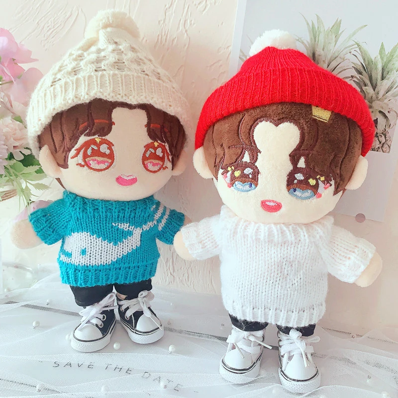 Handsome Doll Clothes 20cm Idol Plush Dolls Clothing Accessories Hat Pants Sweater Stuffed Toys for Korea Kpop EXO Dolls