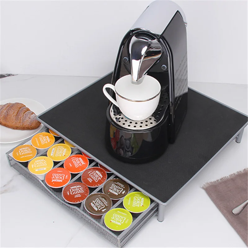 Metal Coffee Pod Holder Iron Chrome Plating Display Capsule Rack Stand Storage Shelves For Dolce Gusto Capsule