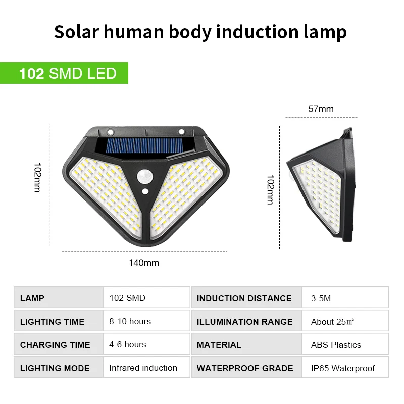 LTOON solar lamp on both sides of the light 102 50LED human induction lamp outdoor courtyard garden villa wall lamp.