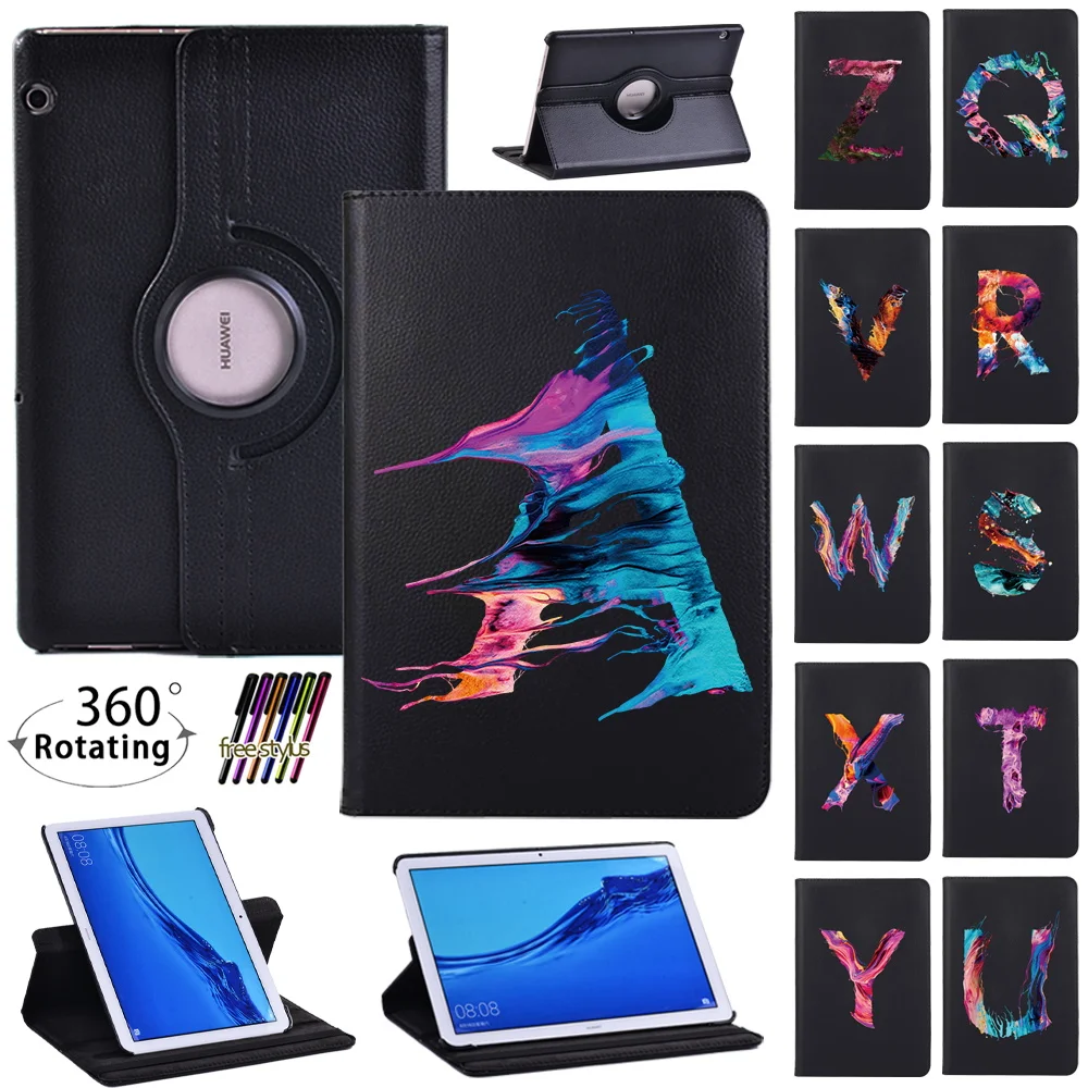 

360 Rotating Case for Huawei MediaPad T3 10 9.6"/MediaPad T5 10 10.1" Tablet Foldable Leather Automatically Wake Up Cover