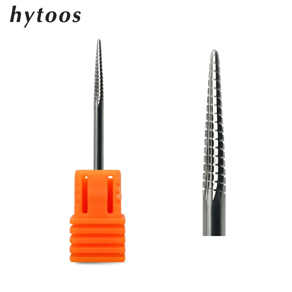 Punte in carburo pulito per cuticole a cono HYTOOS per unghie Accessori per trapano per manicure rotanti da 3/32"