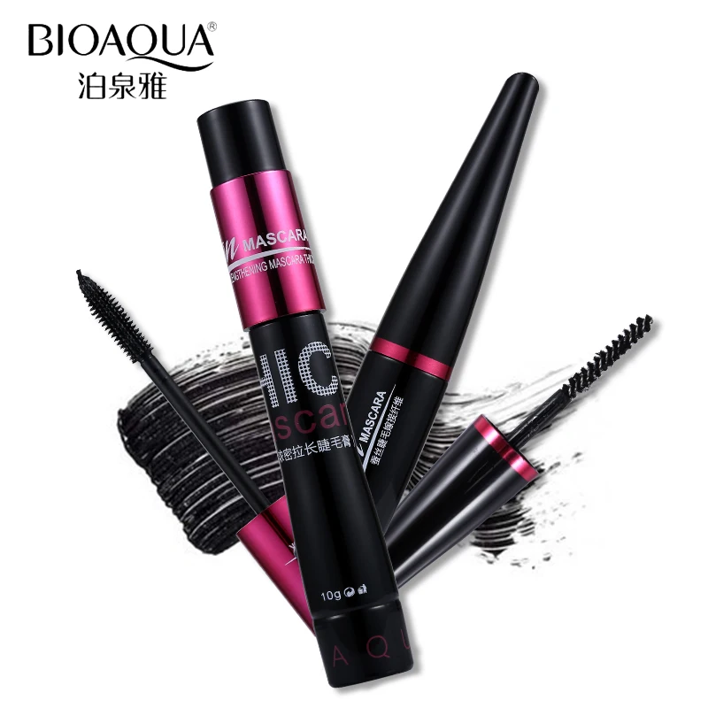 Bioaqua Merk Zwarte Zijde Fiber Mascara Make-Up Set Wimper Extension Verlenging Volume 4D Mascara Waterproof Cosmetica 2 Stks/partij