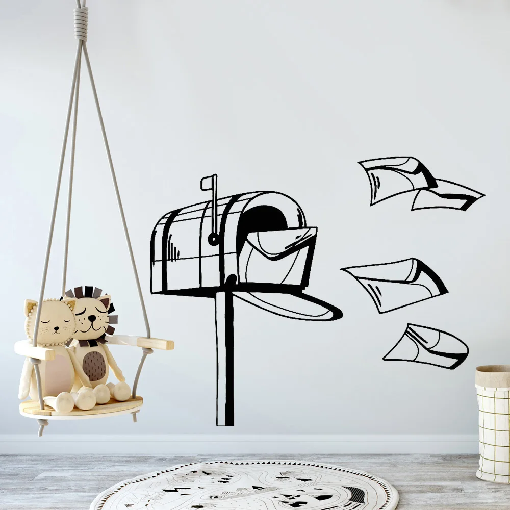 Post Letter Wall Decal Envelope Mail Postal Worker Stickers Cartoon Pattern Mural Nursery Kids Room Art Wall Decoration Z632