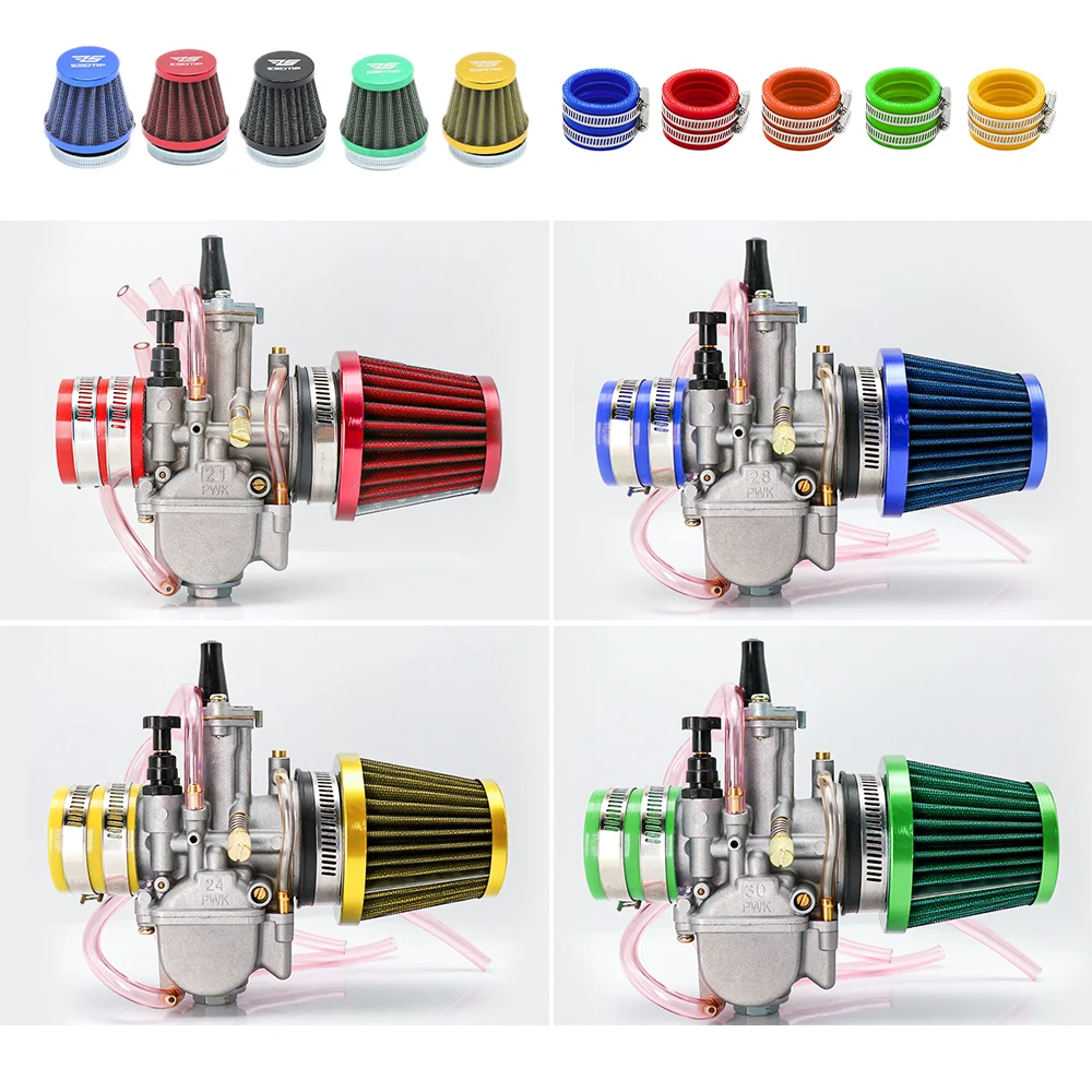 ZS Racing Motorcycle PWK Carburetor + Adapter + Air Filter One Set  For 21 24 26 28 30 32 34mm 4T Stroke 50cc-250cc Moto