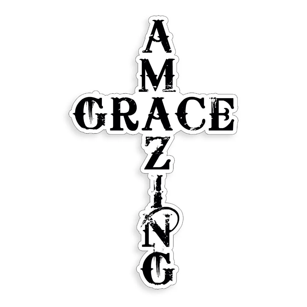 Amazing Grace Cross Christian Script Sticker Cup Car Laptop Window Bumper Decal